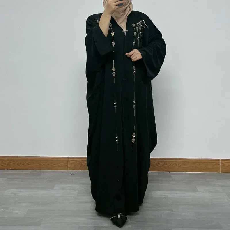 

One Piece Ramadan Eid Mubarak Open Abaya Kimono Dubai Turkey Islam Kaftan Muslim Dress Clothes Abayas For Women Robe Caftan