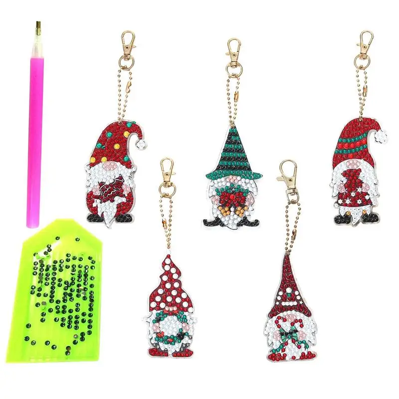 

Christmas Rhinestone Paint Keychain 5D DIY Rhinestone Paint Kit Rhinestone Key Rings Hangings Ornament Rhinestone Dotz Kits For