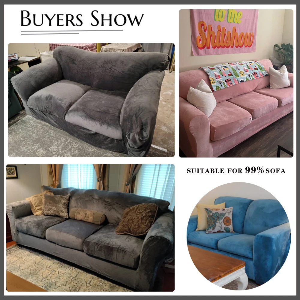 1Pcs Super Velvet Sofa Cover Thick Plush All-inclusive Sofa Slipcover For Living Room Elastic L Shaped Corner Couch Cover Need 2 6
