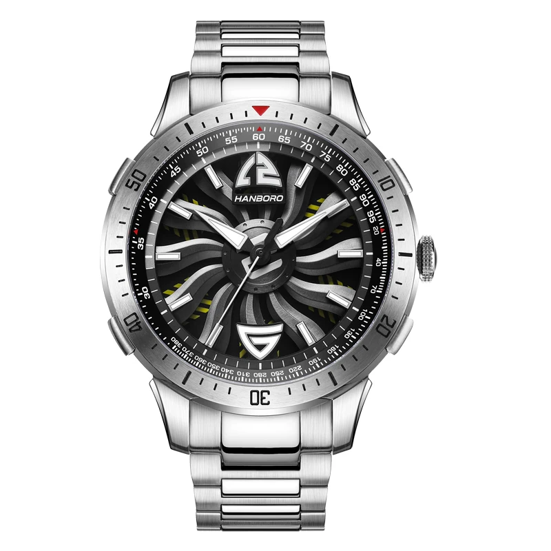 HANBORO Men's Timeless Running Dial Fully Automatic Mechanical