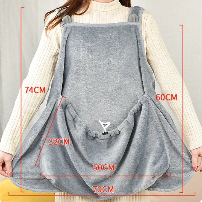 Apron For Holding Cats Soft Kitten Bib Kangaroo Pocket Pet Clothes Sleeping Pussy Hugging Suit Litter Dog Supplies pet apron