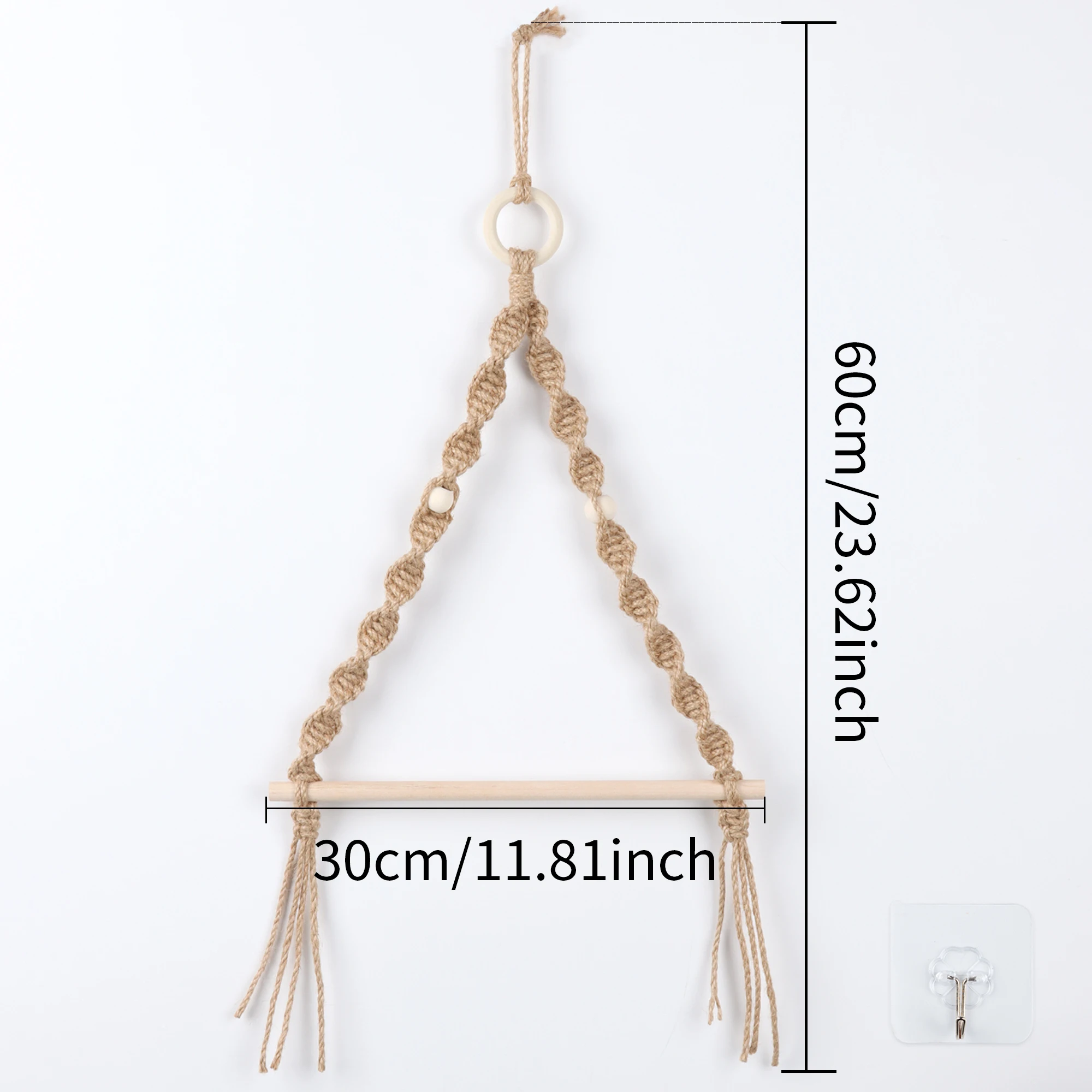 Bohemian Hand-woven Hemp Wall-mounted Wooden Bead Roll Paper Rack Towel Rack Homestay Tissue Storage Wall Home Decoration