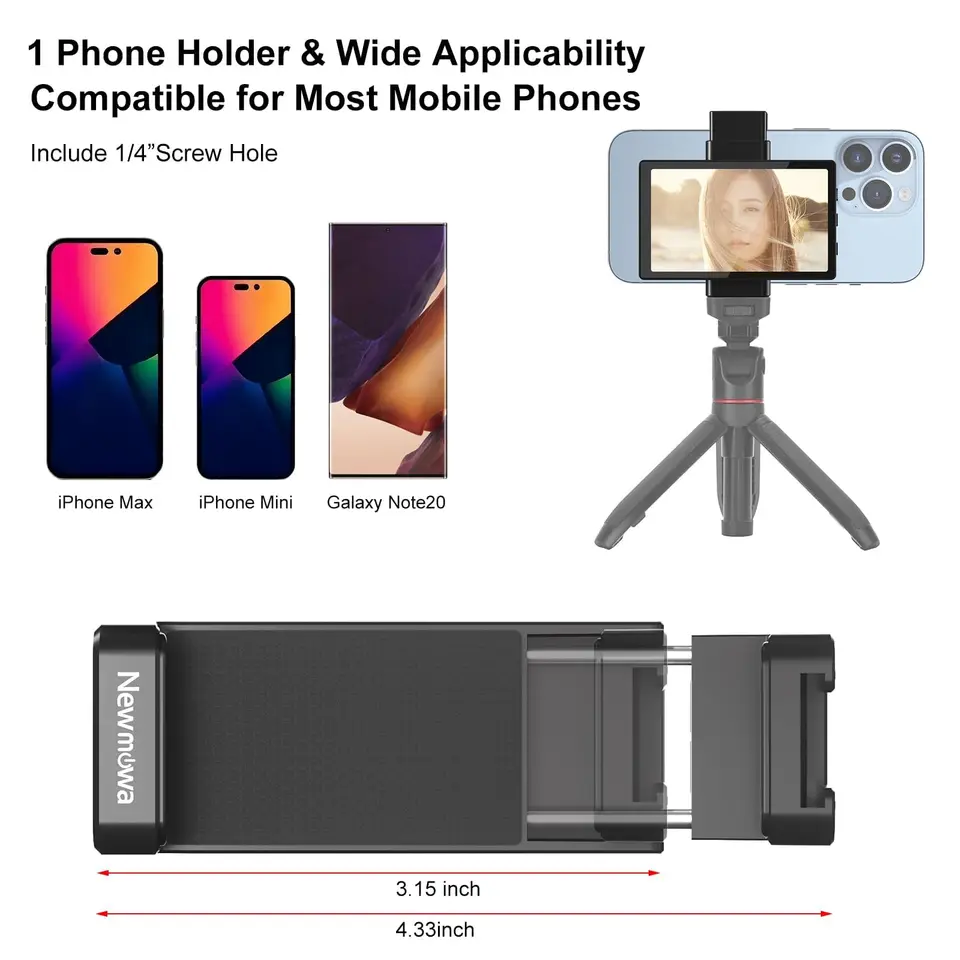Écran Selfie Magnétique Pour Téléphone - 3 Luminosités, Télécommande Bluetooth, 4K 60fps - Compatible IPhone/Android