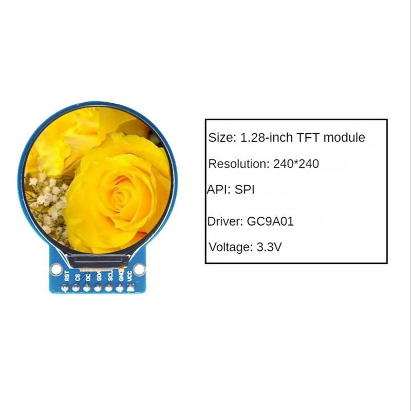 TFT LCD 디스플레이 모듈 부품, 원형 RGB IPS HD 240x240 해상도, GC9A01 드라이버, 4 와이어 SPI 인터페이스 어댑터 보드, 1.28 인치