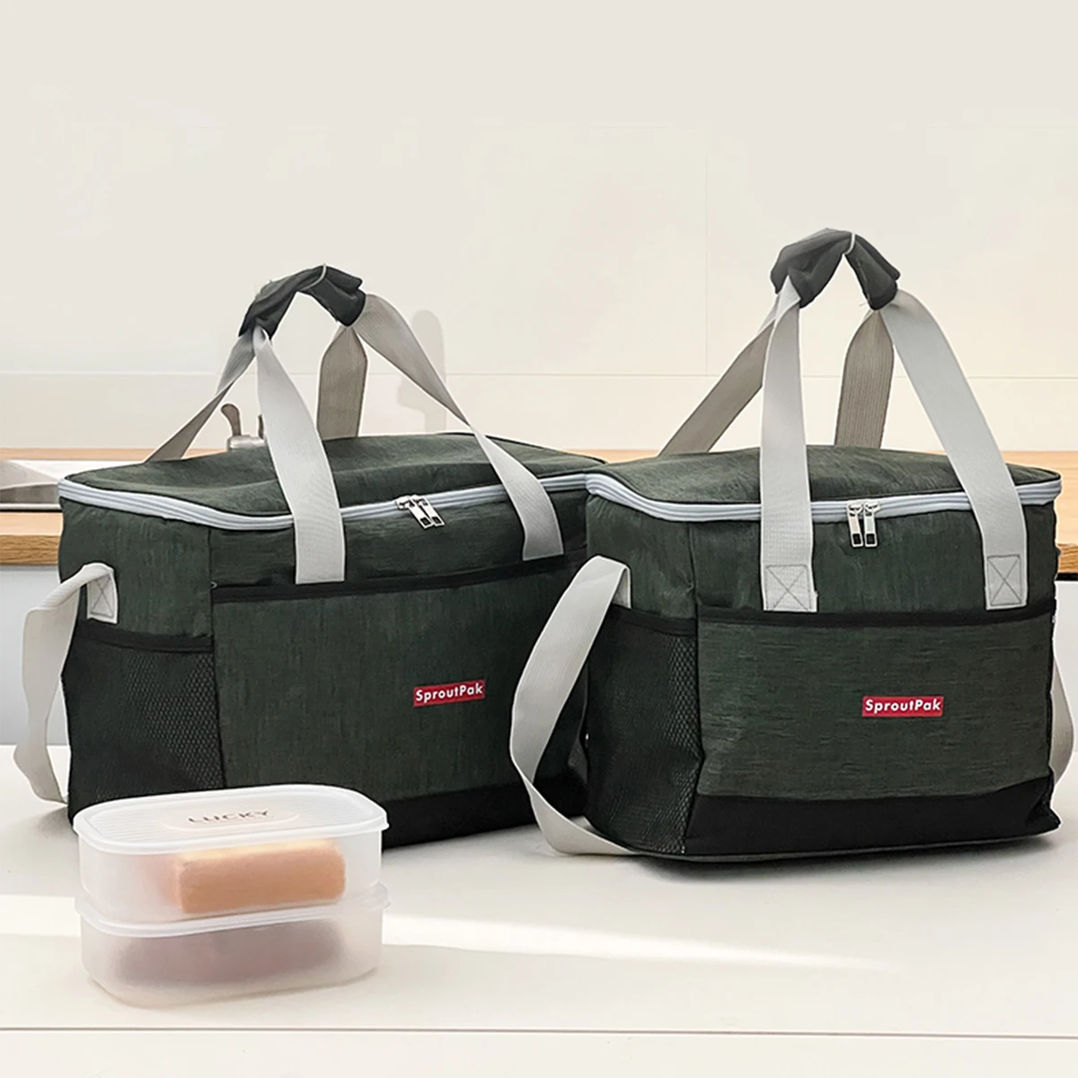 Large Capacity Insulated Lunch Bag With Shoulder Strap Travel Portable ...