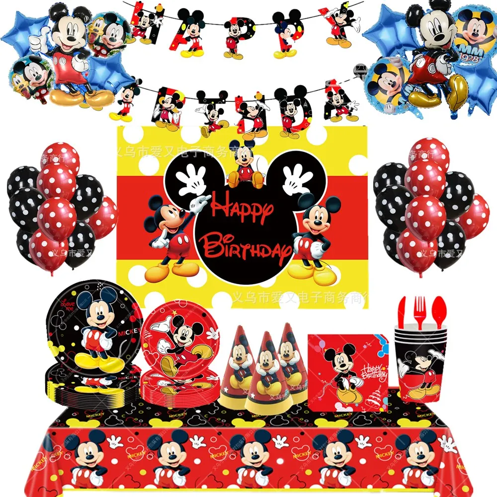

Red Mickey Party Decoration Mickey Theme Cartoon Tableware Paper Cup Plate Napkins Kids Party Favors Birthday Decor Supplies
