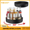 360 Rotation Non-Skid Spice Tray Pantry Cabinet Turntable with Wide Base Storage Bin Rotating Organizer for Kitchen Seasoning 1