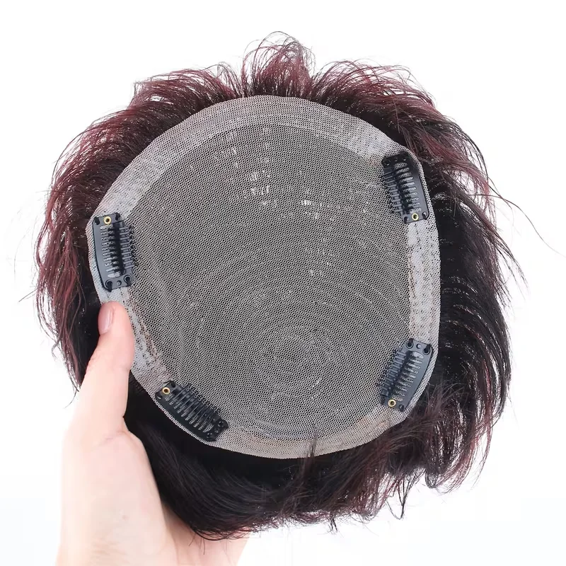 Parrucchino Corto Testurizzato per Uomo, Aspetto Naturale, Capelli Umani, Sostituzione per Copertura Capelli Grigi - immagine 3