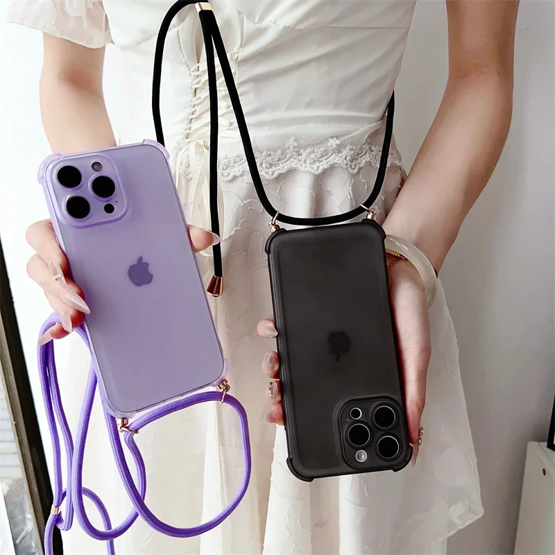 Crossbody Adjustable Lanyard Strap Phone Case with Soft Cover