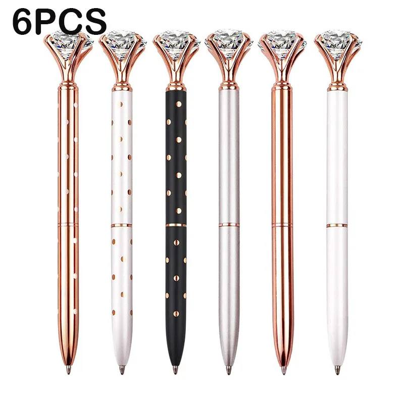 1.0mm Metal Nib Rhinestone Pen Ball Point Pen Crystal Diamond Ballpoint Bling Metal Office Supplies Student Stationery