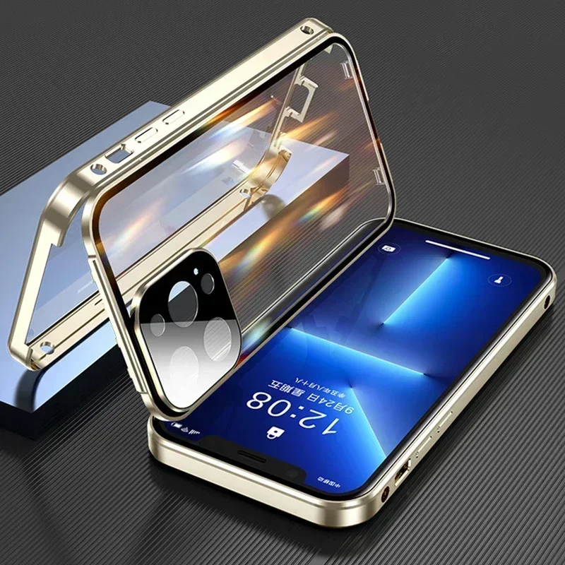 Universal Magnetic 360° Protective Case with Double-Sided Glass Cover