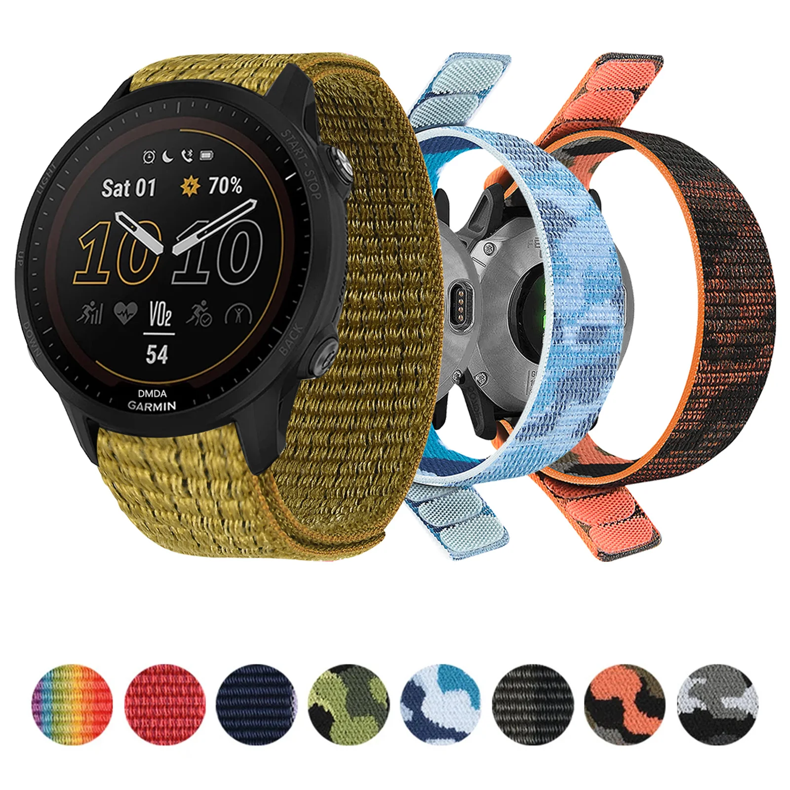 Nylon Sport Wristband with Hook and Loop Fastener, 22mm/26mm