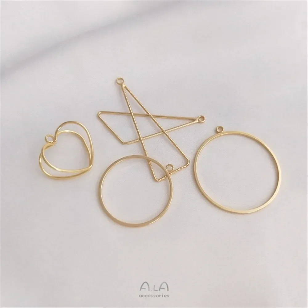 

14K Gold Color With hanging geometric frame pendant round water drop triangle heart shape DIY hand earrings pendant accessories