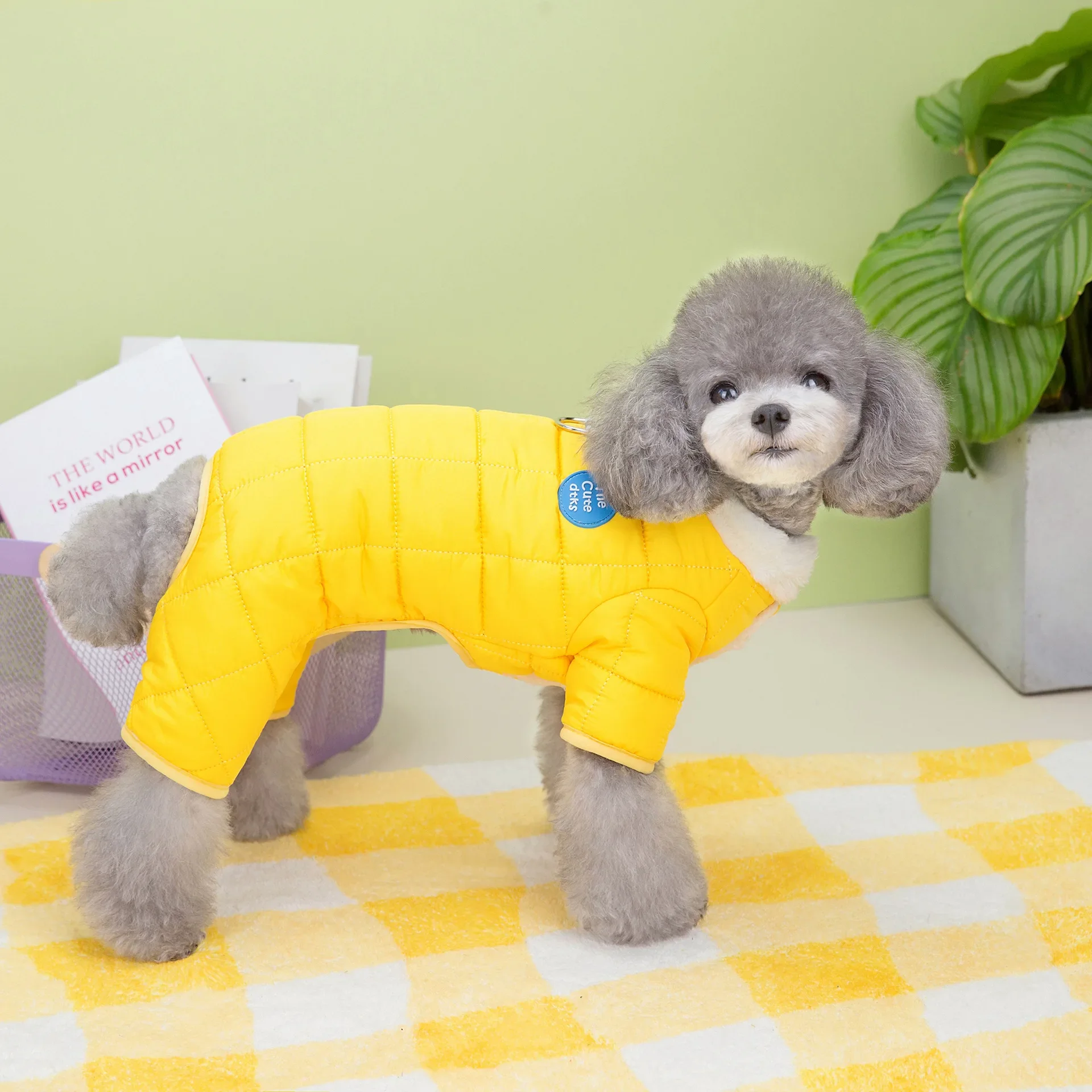 

Dog Parka Four-legged Winter Warm Cotton Dog Coat Padded Fashion Pet Clothes for Puppy Medium Dogs Jacket with Leash D-ring