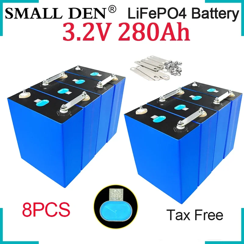 

8PCS New 3.2V 280Ah Lifepo4 Battery 3C High Power DIY 12V24V E-car RV Inverter Solar Storage Lithium Iron Phosphate Grade A Cell