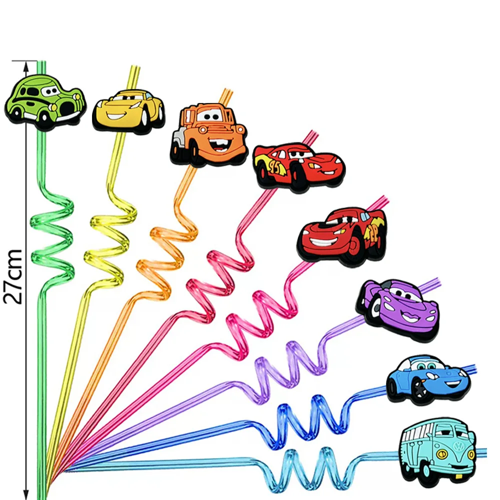 Cars Theme Party Favors Lightning McQueen Slap Bracelets Keychain Straw Stamp for Boy Birthday Supplies Goodie Bag Gifts Fillers