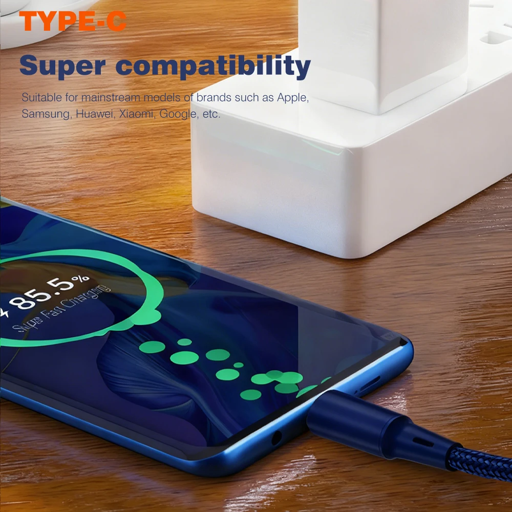 UGOURD PQ/QC 60W 타입 C to C 케이블 USB C 고속 충전 케이블 울트라 소프트 블루 오렌지 브레이디드 파워 코드 삼성 화웨이 태블릿용
