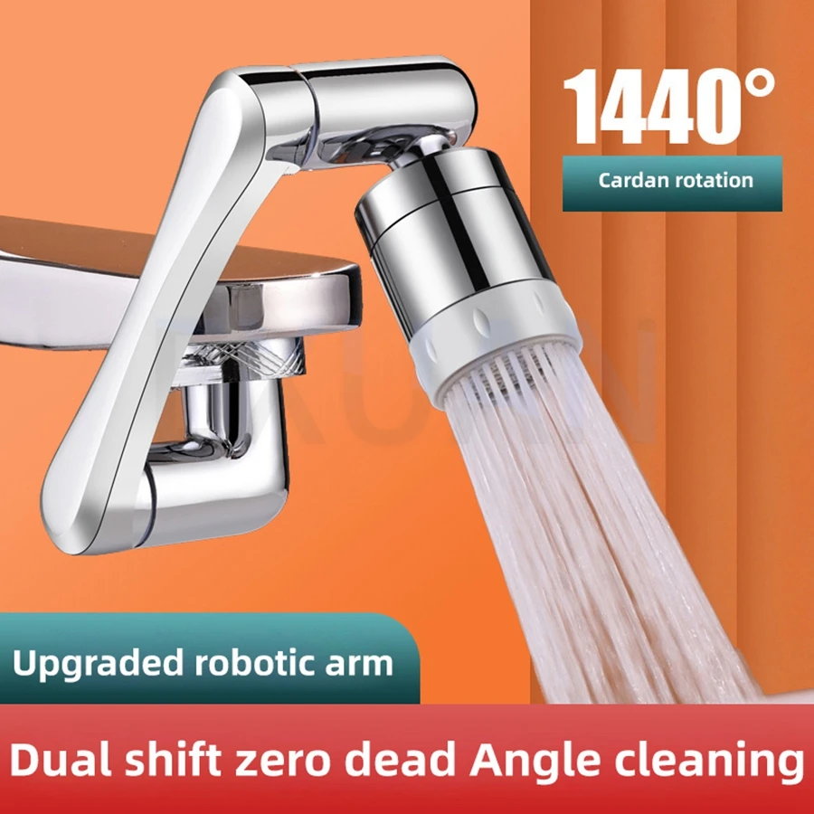 

1080 °Swivel Robotic Arm Swivel Extension Faucet Stainless Steel Aerator Sink Faucet Extender 2Water Flow Mode Bubbler Nozzle