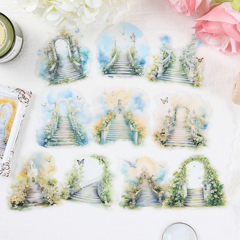 10 pcs Large size In the clouds Ladder Stickers Creativity Decorative ...