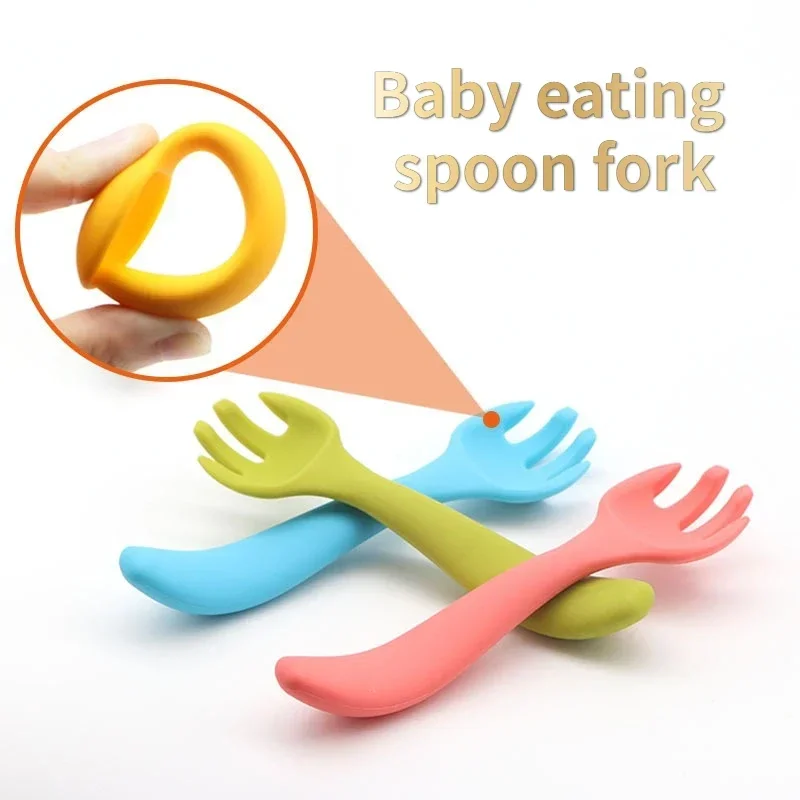 Loop fork and spoon baby set in sterling silver.