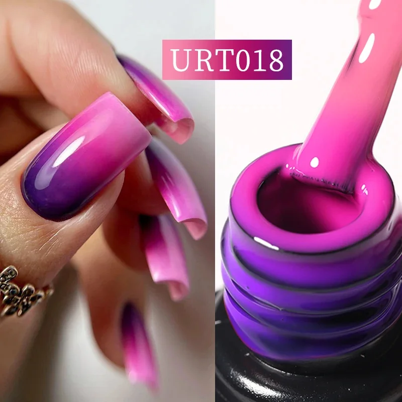 UR SUGAR 써멀 젤 네일 광택제, UV LED 반영구 바니시, 하이브리드 매니큐어, 가정 및 미용실, 3 가지 색상 변경, 7.5ml 