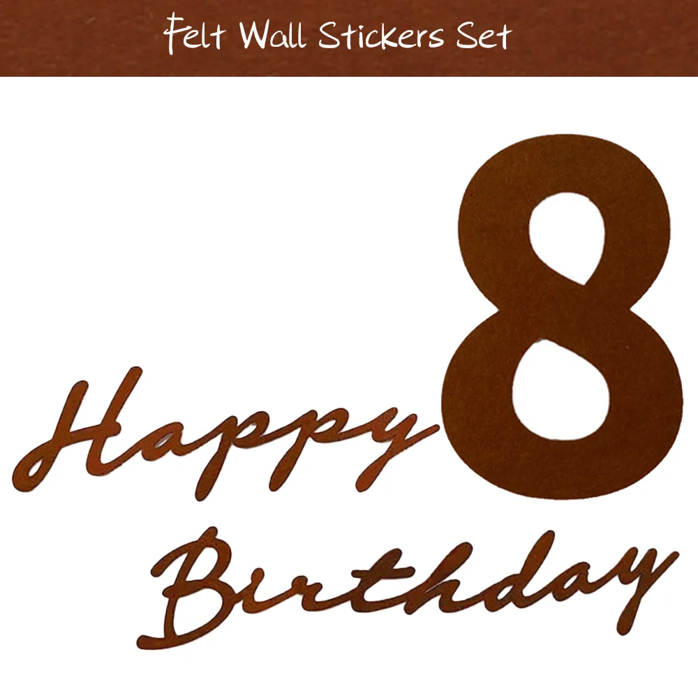 Ins Style Kaffeefarbe 0-9 Zahlen Filz Wandaufkleber Alles Gute zum Geburtstag Hut Flagbanner Ballon Babyparty Kindergeburtstag Party Dekor – Detail 17