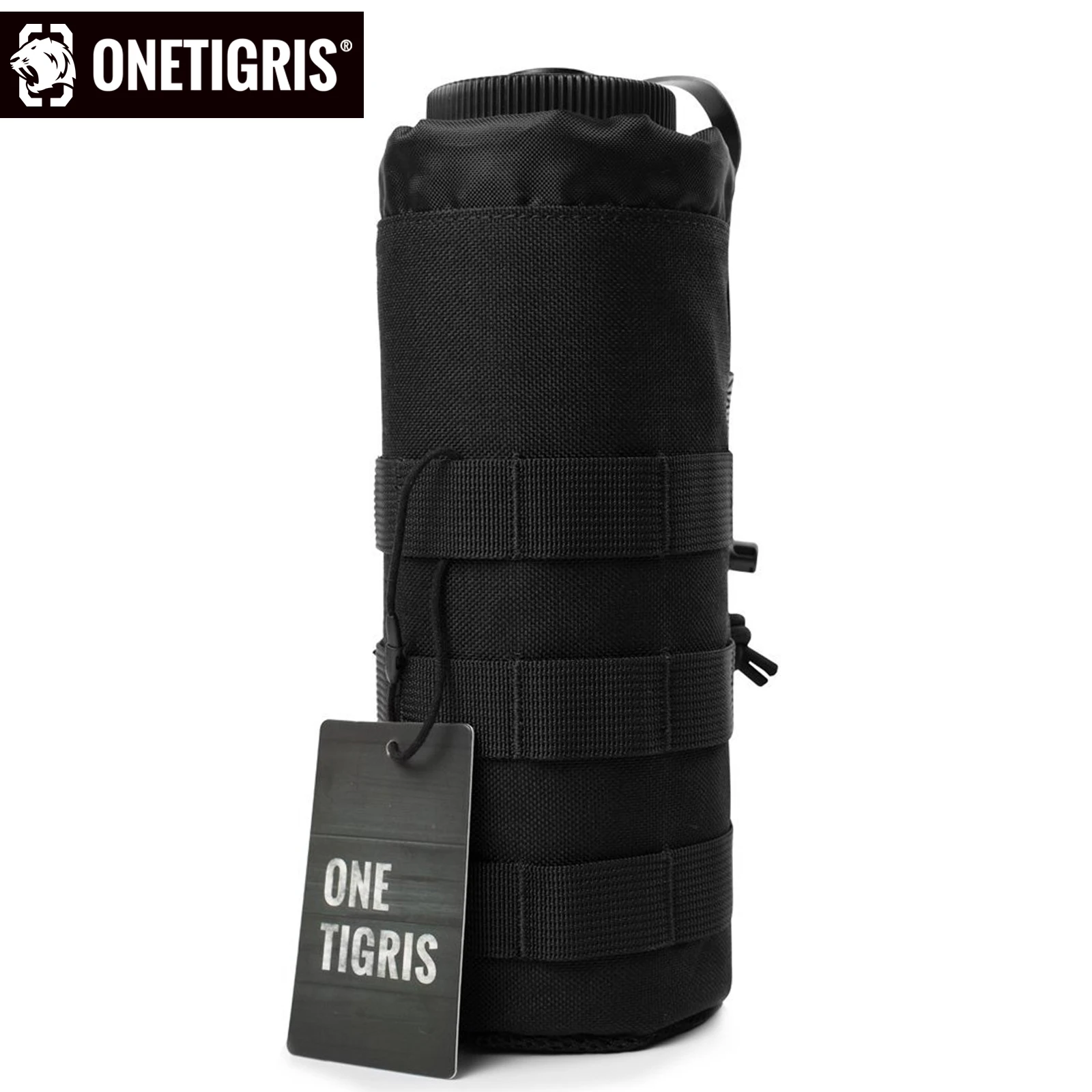 Tactical Water Bottle Pouch Bag - MOLLE Compatible Drawstring Holder For Hiking, Sports, & Travel