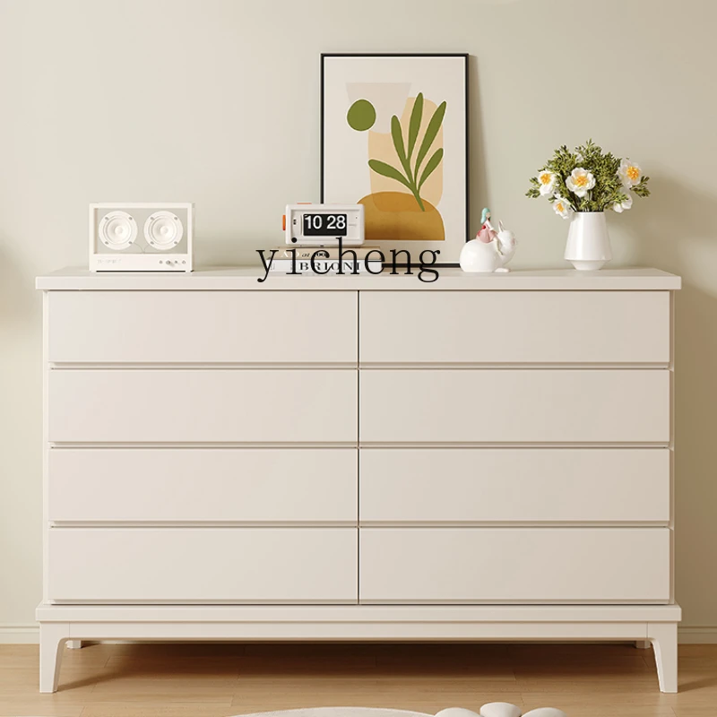 

Zf Cream Style Chest of Drawers Bedroom Tailstock Storage Cabinet Five Buckets Solid Wood Simplicity