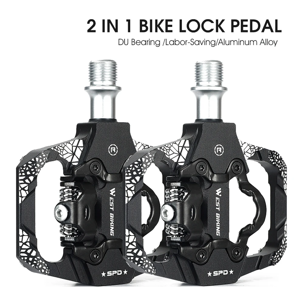 MTB Bike Pedals Dual Platform Clipless Bicycle Pedals Sealeds Bearing for MTB Mountain Road Bikes