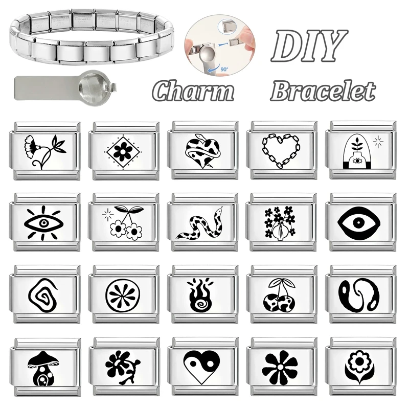 Laser Engraving Charm Bracelet Stainless Steel DIY Making Gift