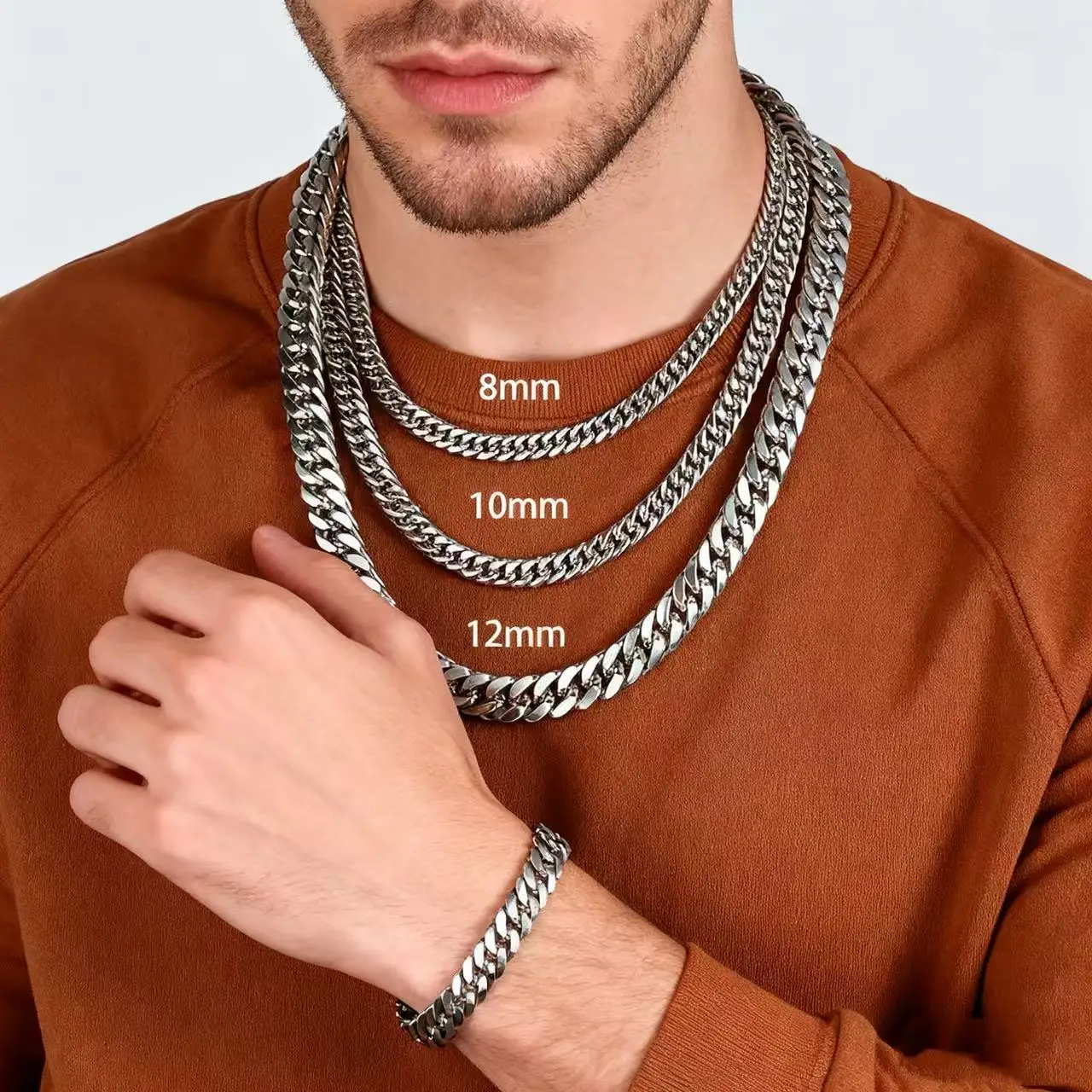 Skateboard Necklace For Men & Women - Stainless Steel Punk Pendant With CZ Wheels, 18-22" Chain - View #11