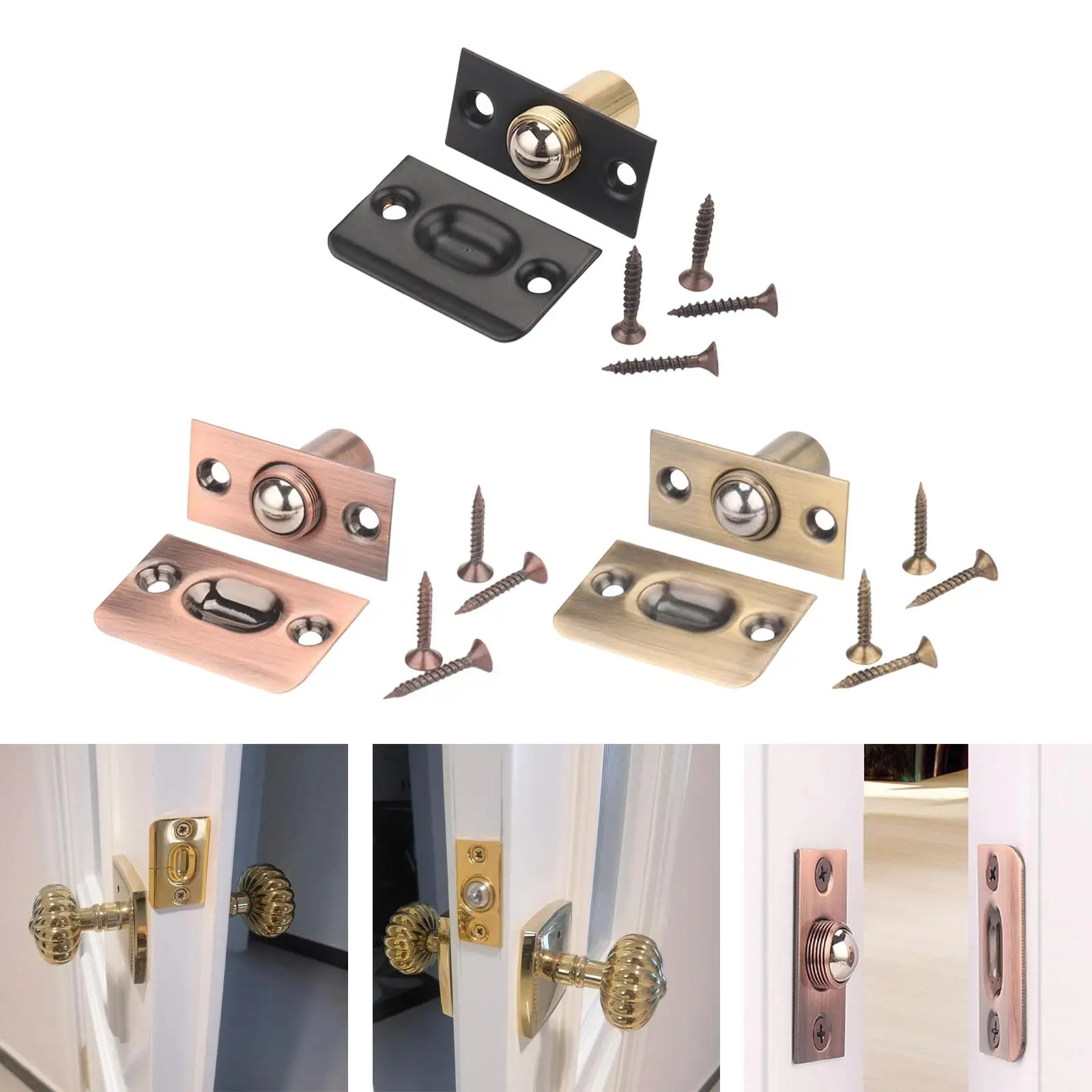Adjustable Ball Door Catches Beads Lock Roller Ball Catch Spring latches for Internal Closet Cupboard Bathroom
