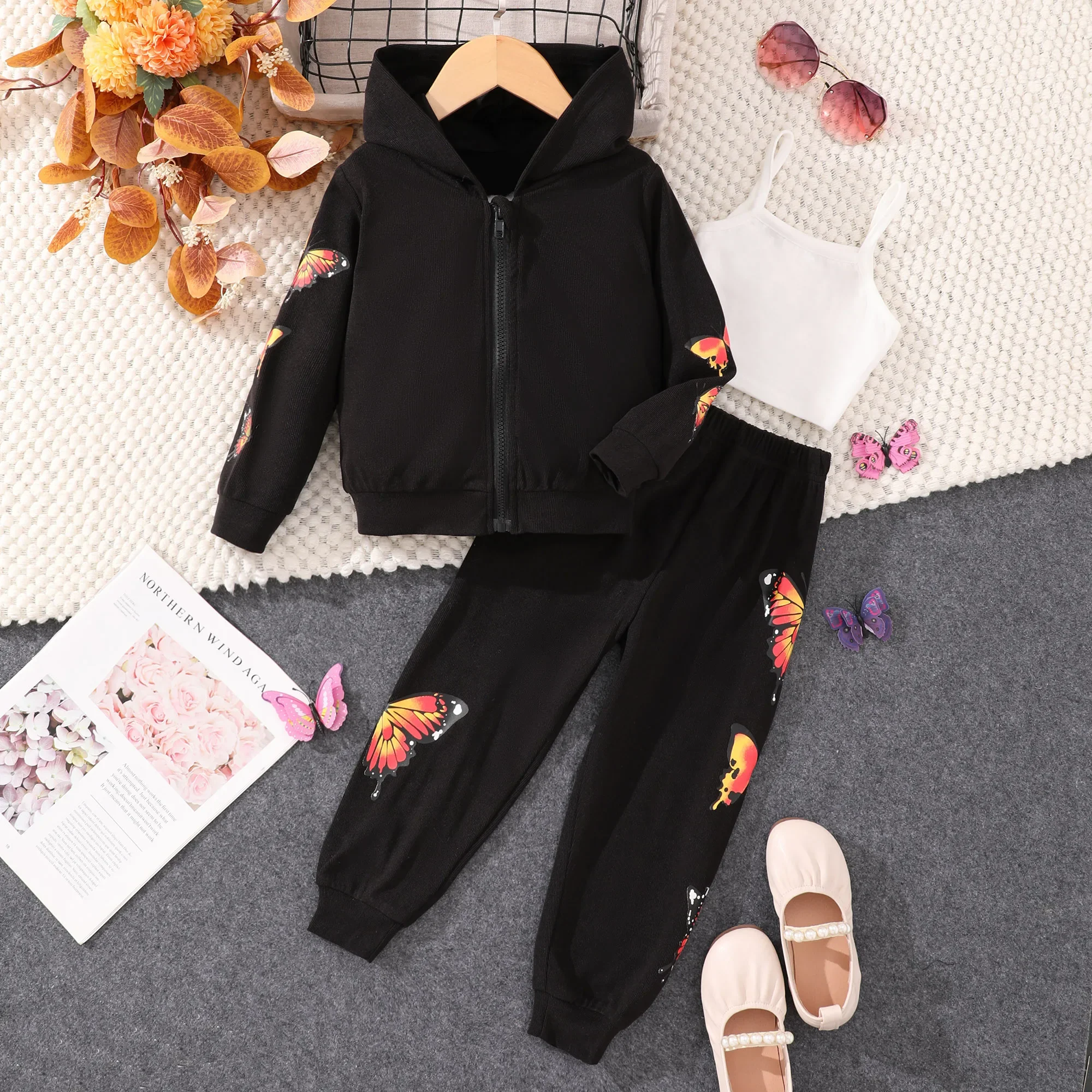 Autumn Kids Girls Set Clothes 2 Piece Sport Casual Cotton