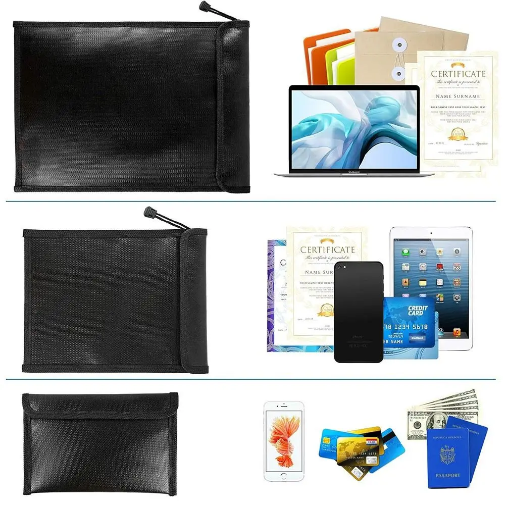 방수 방화 문서 가방 S/M/L 지퍼 클로저 안전 현금 보관 주머니 신호 차단기 휴대용