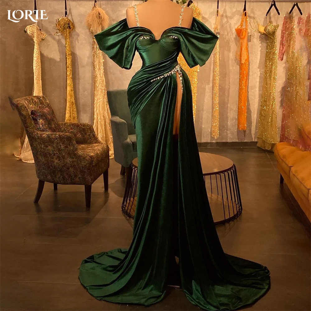 YOFF Women's Off-Shoulder Pleated Satin Prom Dress – Long Mermaid Gown With High Slit, Formal Evening Party Dress - View #8