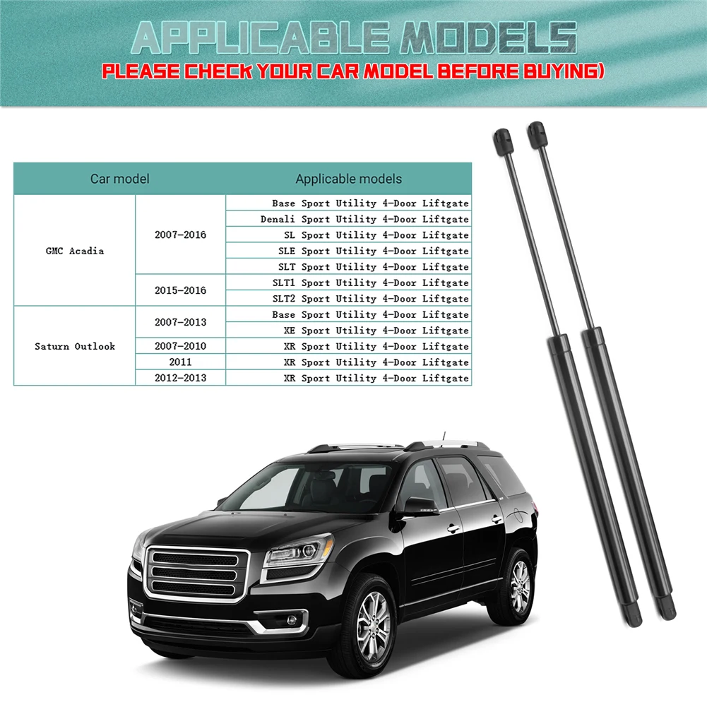 GMC Acadia 2007-2016 Saturn Outlook 2007-2013 2Pcs 자동차 뒷문 가스 스트럿 트렁크 리프트 지지대 충격 교체 키트
