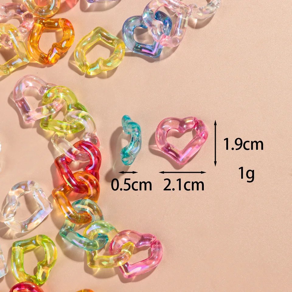 HERZWILD 800pz Perline Acriliche A Forma Di Cuore Trasparenti E Colorate - Perline Per Creare Gioielli, Bracciali E Collane Fai Da Te - 5