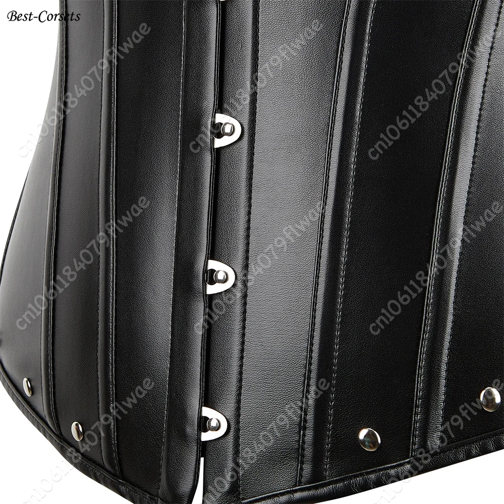 Leather Corset for Women Sexy Lingerie Corset Top with Zipper Gothic Steampunk Corset Plus Size Bustier