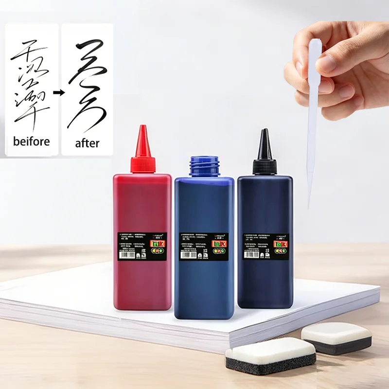 500ml 화이트보드 마커 리필 잉크 ? 검정/빨강/파랑, 매끄러운 표면 필기, 쉽게 지워짐, 사무실, 학교, 가정용 저취성