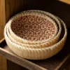 Natural Wicker Storage Basket Round Bamboo Bread Basket Fruit and Vegetable Storage Box Home Farmhouse Decor 6