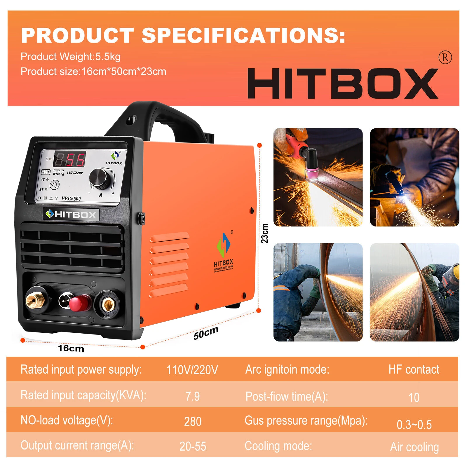 HITBOX 220V Plasma Cutter Machine HBC5500  Non-touch 55Amp DC Air Clean Cutting Machine 16mm For Carbon Steel Stainless Steel 4