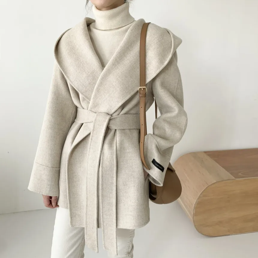 longa, jaqueta casual com capuz, moda coreana