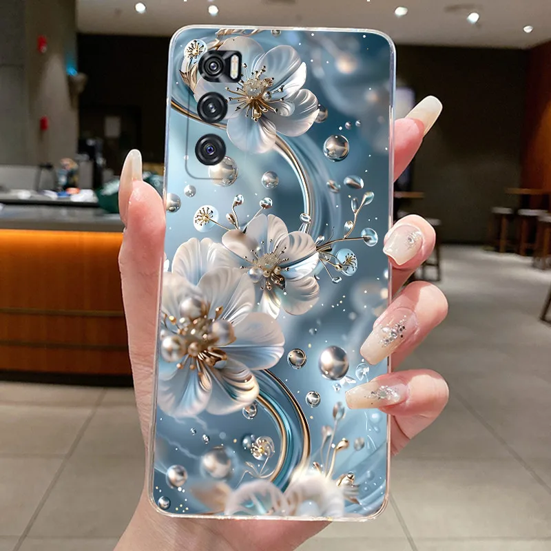 Vivo V20 SE Y70 V20SE V2022 V2023 2020 케이스 투명 백 커버 쉘 패션 나비 꽃 소프트 TPU 실리콘 폰 케이스