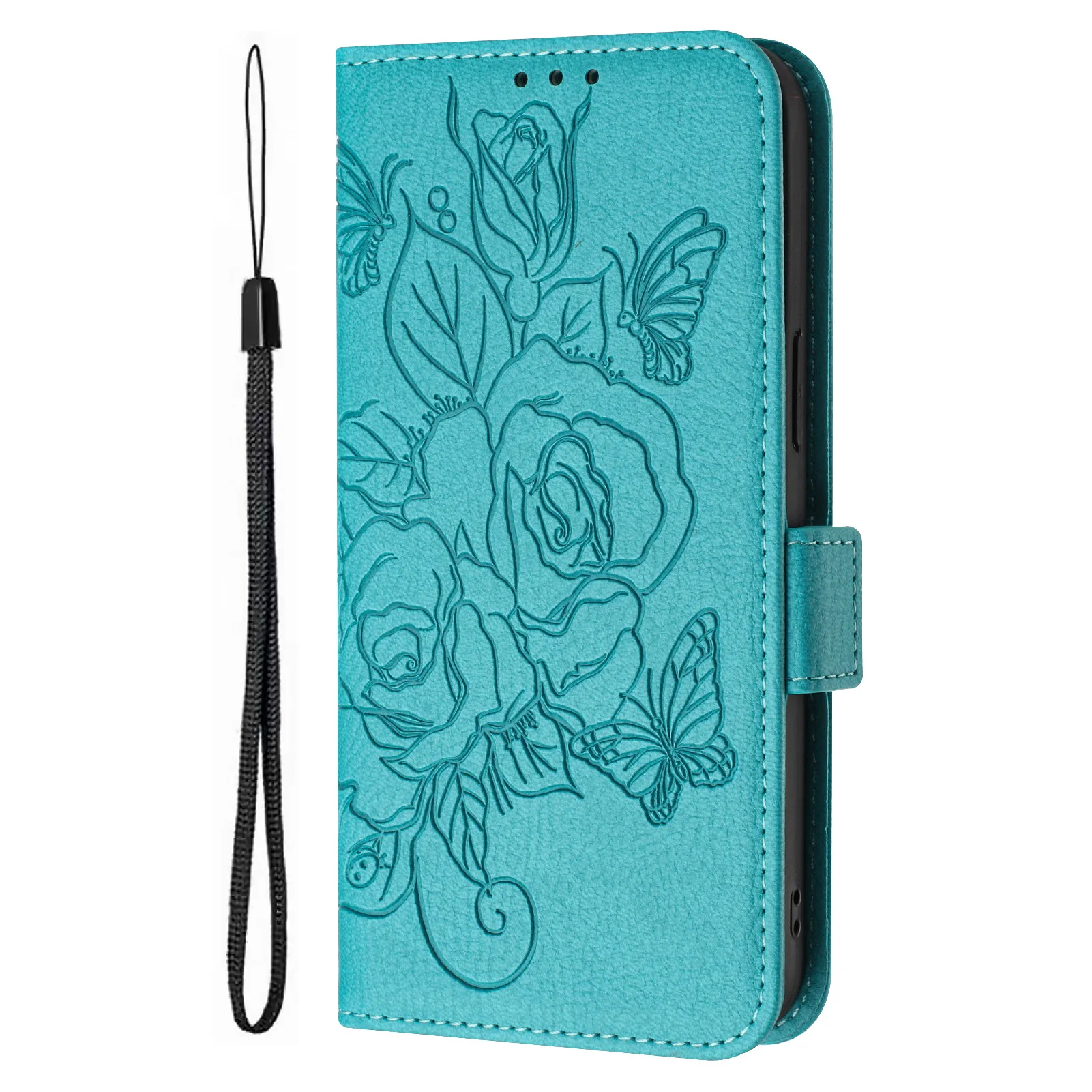 Elegant Leather 3D Flower Wallet Case with Card Holder Flip Cover