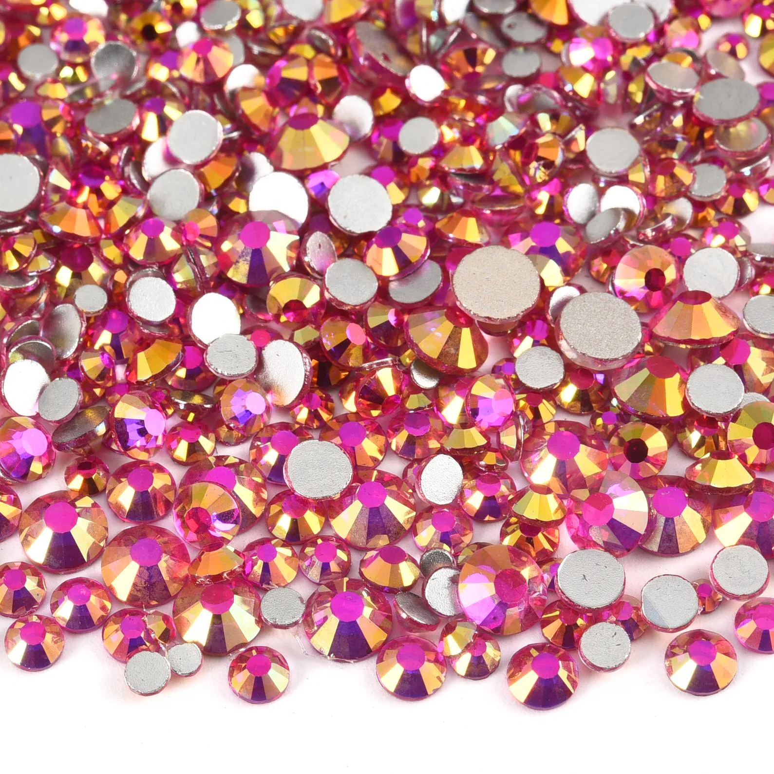 Light Pink GemStone Mix Non-Hotfix Flatback Rhinestones for Nail Art and Garment Decorations