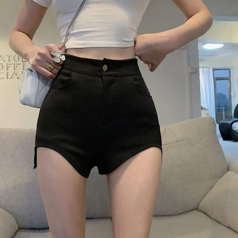 Summer New High Waist Irregular Super Shorts Solid Color Slim White All-match Wide Leg Pants Street Casual Fashion Women Clothes