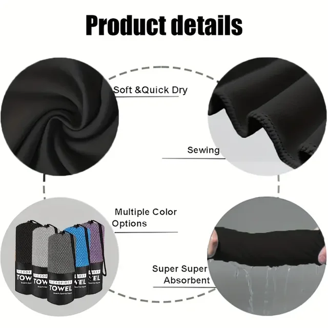 Quick Dry Beach Towels, Microfiber Travel Towel for Beach Hiking Gym Yoga Travel Sports Swimming Camping 4