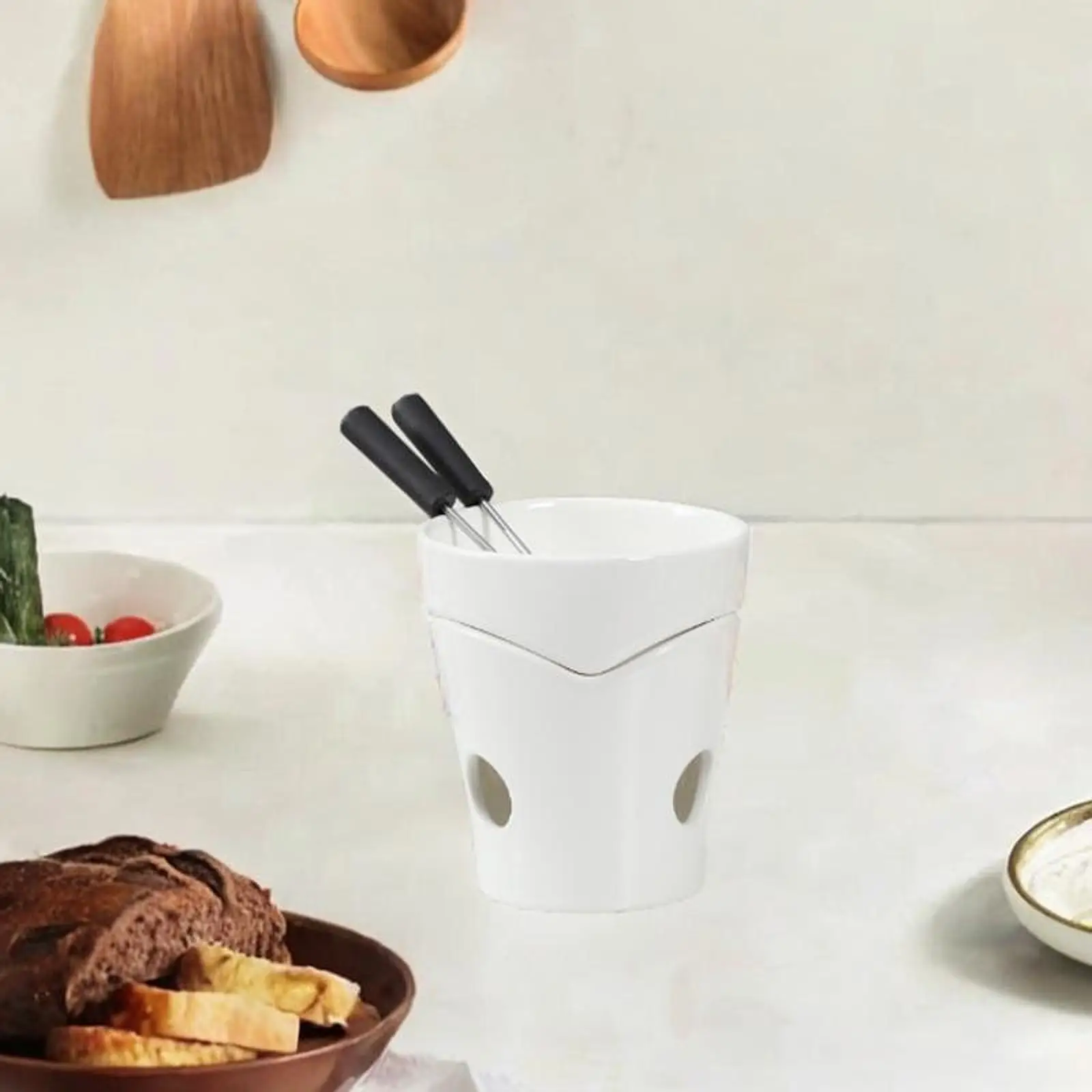 Chocolate Melting Pot Fruit Fondue Heater Cooking Dinner Cookware Kitchen Appliances Ceramic Fondue Set Melt Hot Pot Bowl Set