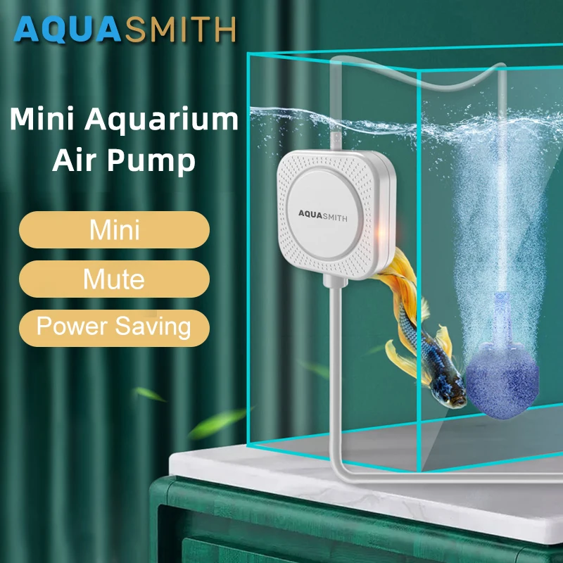 

AQUASMITH Aquarium Air Pump Mute Mini Small Oxygenator Machine Home Small Fish Tank Power Saving High Dissolved Oxygen Pump