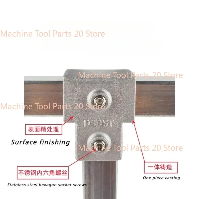 20/25/30mm Aluminum Alloy Square Pipe Connector Galvanized Iron Tube Fittings DIY Solder-free Guardrail, Tee Joint, Base